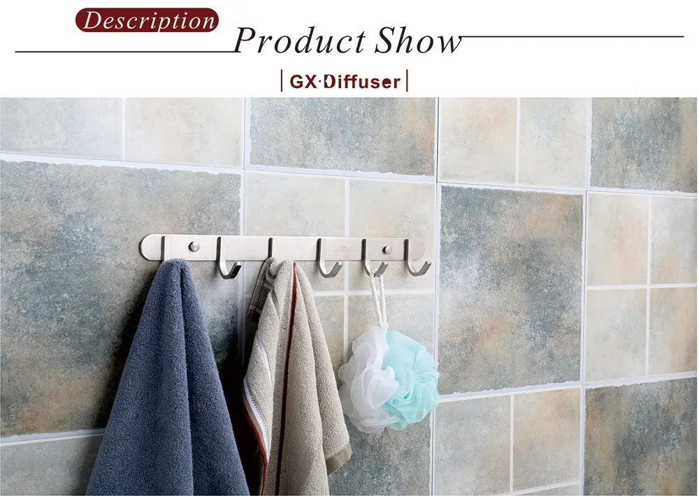 Towel Hanger Bathroom Wall Mounted 6 Hooks Hanger Wall Coat Hanger (1)