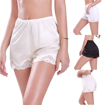 

Plus Size Women Lace Safety Short Pants Skirt Under Brief Shorts Lady Slips Satin Floral Elastic Shorts Home Wear M-3XL 3Colors