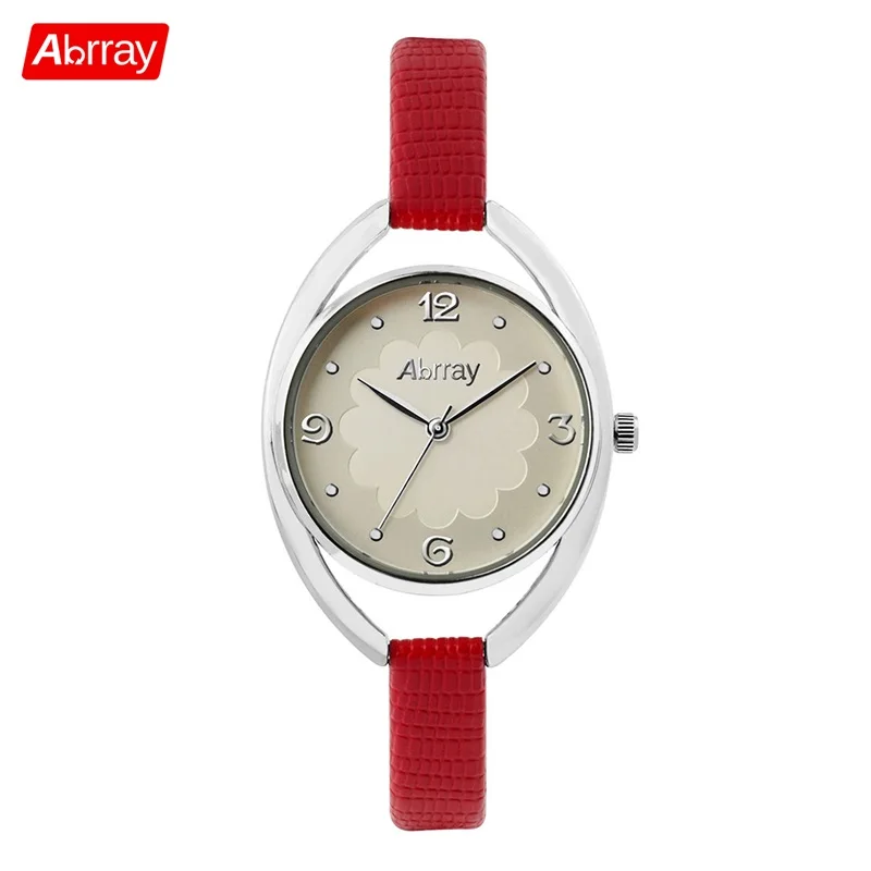 

Abrray Women Watches Fashion Quartz-Watch Women'S Flower Clock Relojes Mujer Dress Ladies Red Leather Quartz Wristwatches