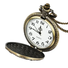 Vintage bronze steampunk pocket watch Roman digital quartz necklace pocket & watch chain watch motorcycle shaped clock antique roman numbers steampunk skeleton quartz pocket watch men luxury necklace pocket
