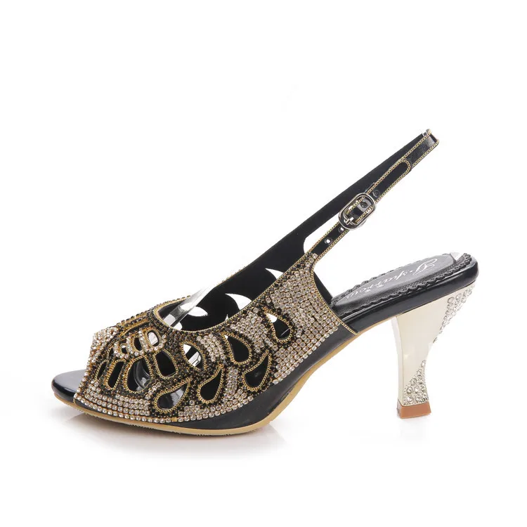 G-sparrow 2018 New Summer Diamond Roman Peep Toe Crystal Stiletto High Heel Shoes Women Rhinestone Wedges Sandals32