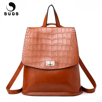 

SUDS Brand New Fashion Alligator Backpack Women Designer High Quality School Bag For Teenage Girls Large Capacity Mochilas Mujer