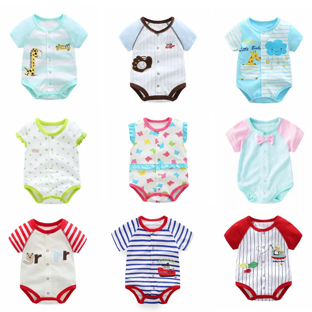 

Newborn Baby Triangle Suit Short-sleeved Bag Fart Suit Jumpsuit Infant Boys Girls Summer Thin Clothing Cotton Bodysuit Outwear