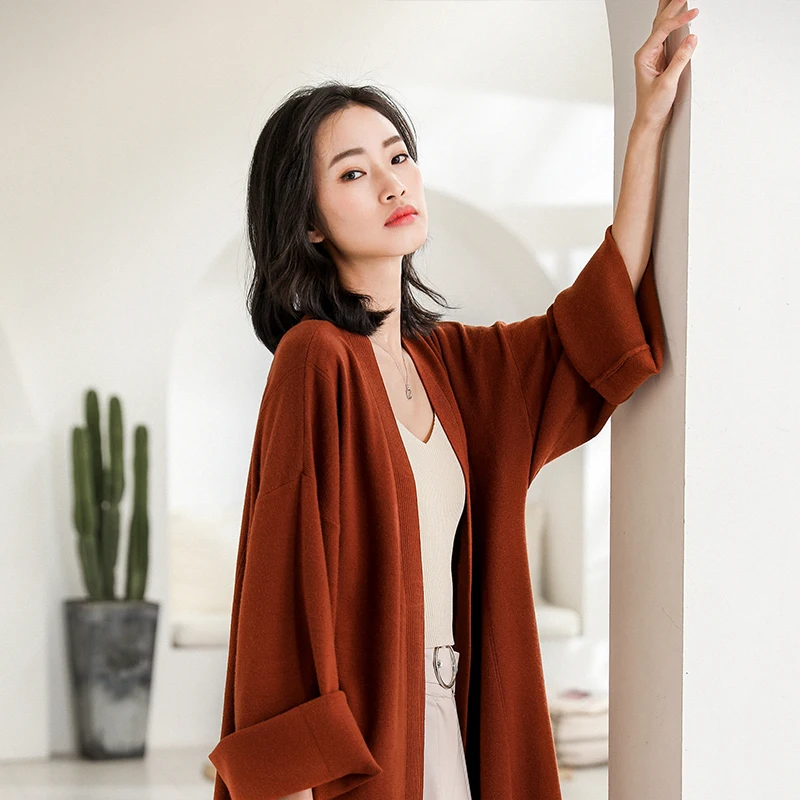  Spring summer tops for women 2019 Long Sleeve Cardigan Sweater Knitted Cardigans For Women Casual Solid  Sweaters online chines