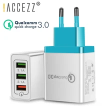 ACCEZZ Quick Charge 3,0 USB зарядное устройство для iPhone, samsung, Xiaomi, huawei, LG, QC3.0, ЕС вилка, быстрая зарядка, зарядное устройство для мобильного телефона