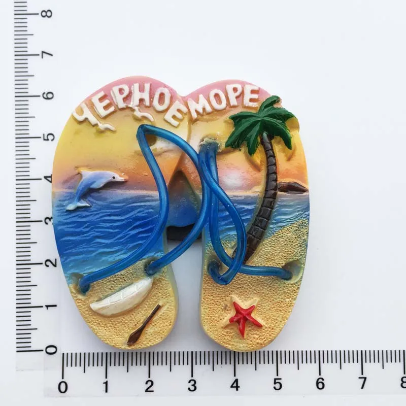 Россия творческие сувениры для туристов Черное море океан ветер трехмерные шлепанцы магнитные наклейки стикеры на холодильник