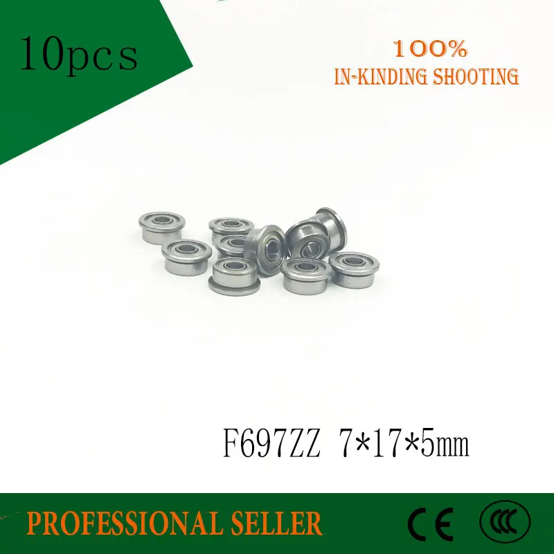 Бесплатная доставка F697ZZ ABEC-3 фланцевые подшипники 697 F697Z F697 ZZ 7*17*5 мм хромированная