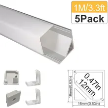 3.3ft/1 м светодиодный алюминиевый профиль системы алюминиевый профиль с крышкой торцевые зажимы для 10 мм Однорядные 3528 5050 светодиодные ленты