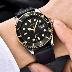 CURDDEN модные Элитный бренд для мужчин часы кожаный ремешок аналоговые кварцевые Круглый наручные Бизнес простые часы zegarek