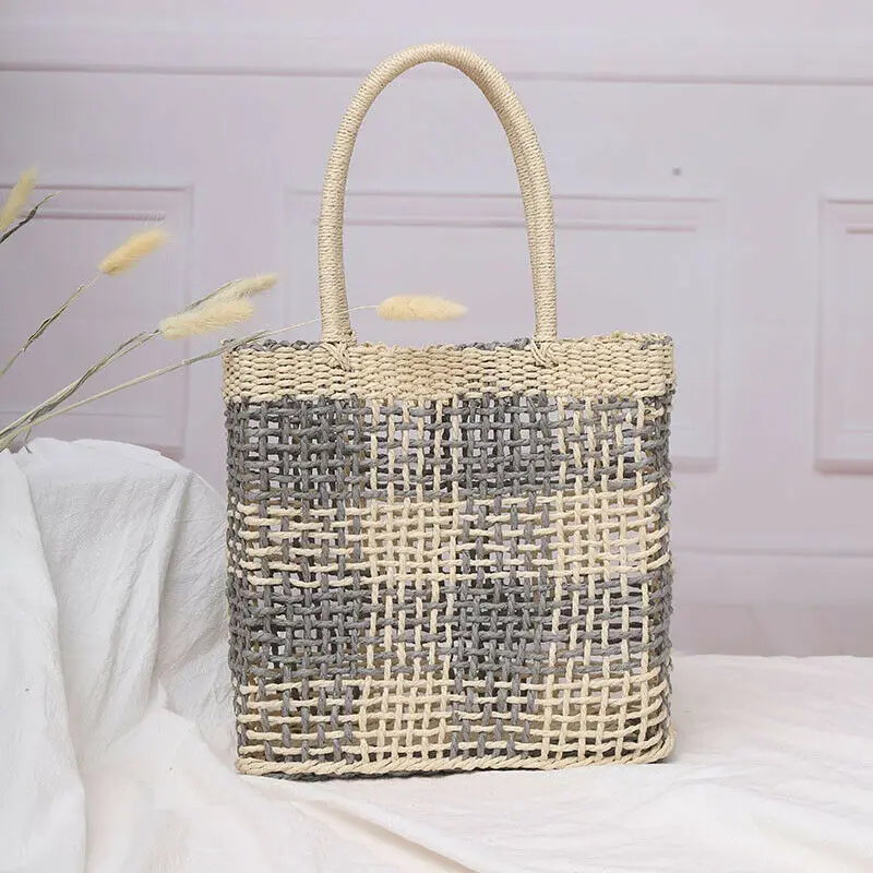 

New Women Hand-Woven Rattan Bag Lady Straw Purse Wicker Crossbody Beach Bag Vintage Retro Rope Knitted Handbag Fresh Summer