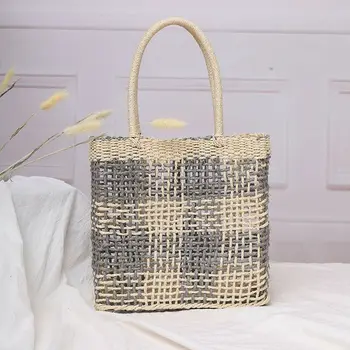

New Women Hand-Woven Rattan Bag Lady Straw Purse Wicker Crossbody Beach Bag Vintage Retro Rope Knitted Handbag Fresh Summer