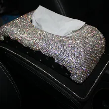 Модный кожаный чехол с кристаллами, роскошное модное полотенце, бумажный чехол для автомобиля, домашнего офиса