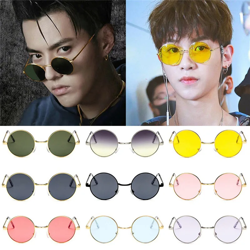 

New Small Oval Glasses Men Women Retro Metal Frame Yellow Red Vintage Tiny Round Skinny Male Female Cycling Glasses UV400#288197