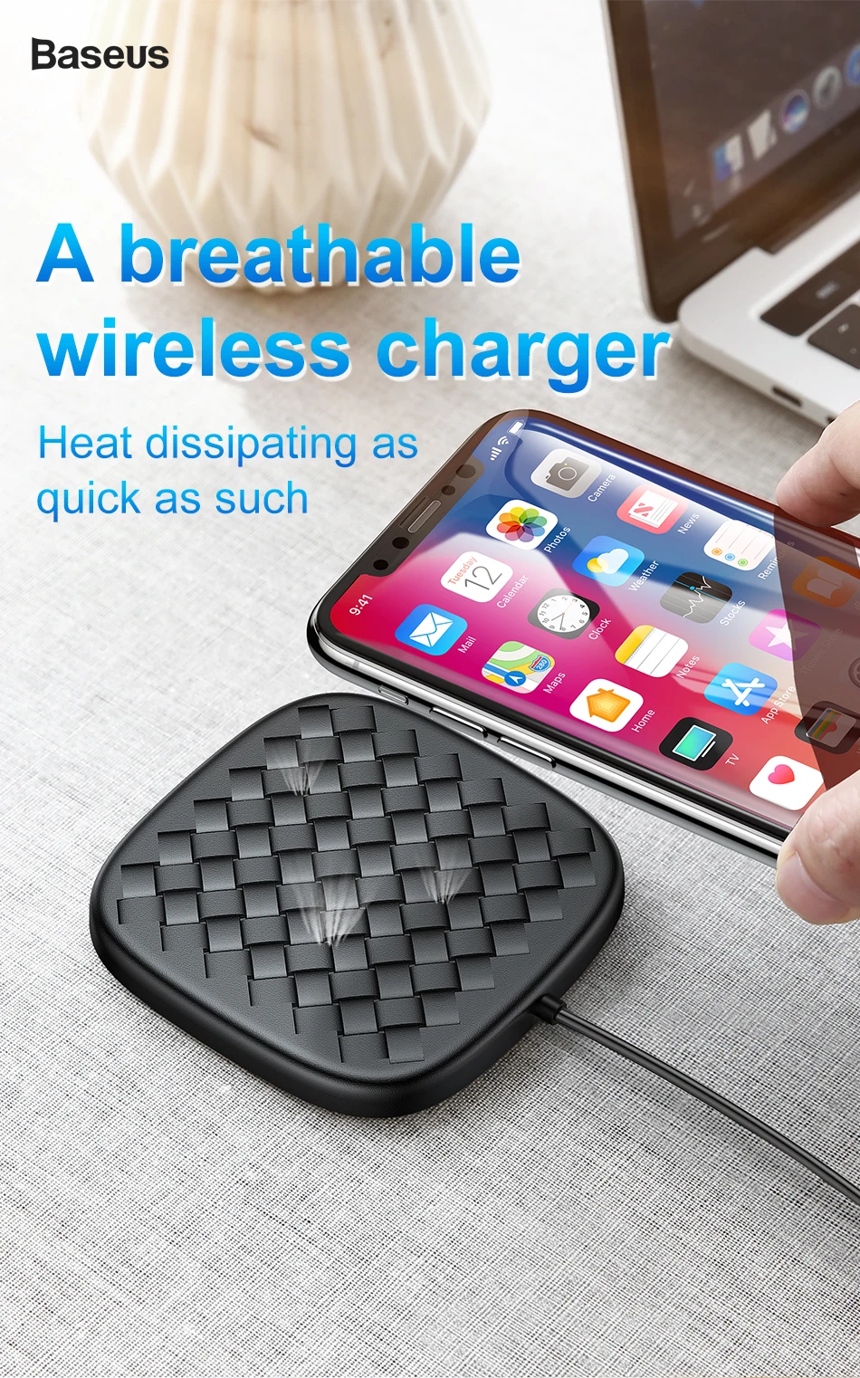 Baseus Bv Woven Qi Wireless Fast Charge For Iphone Xs Xr Xs Max X