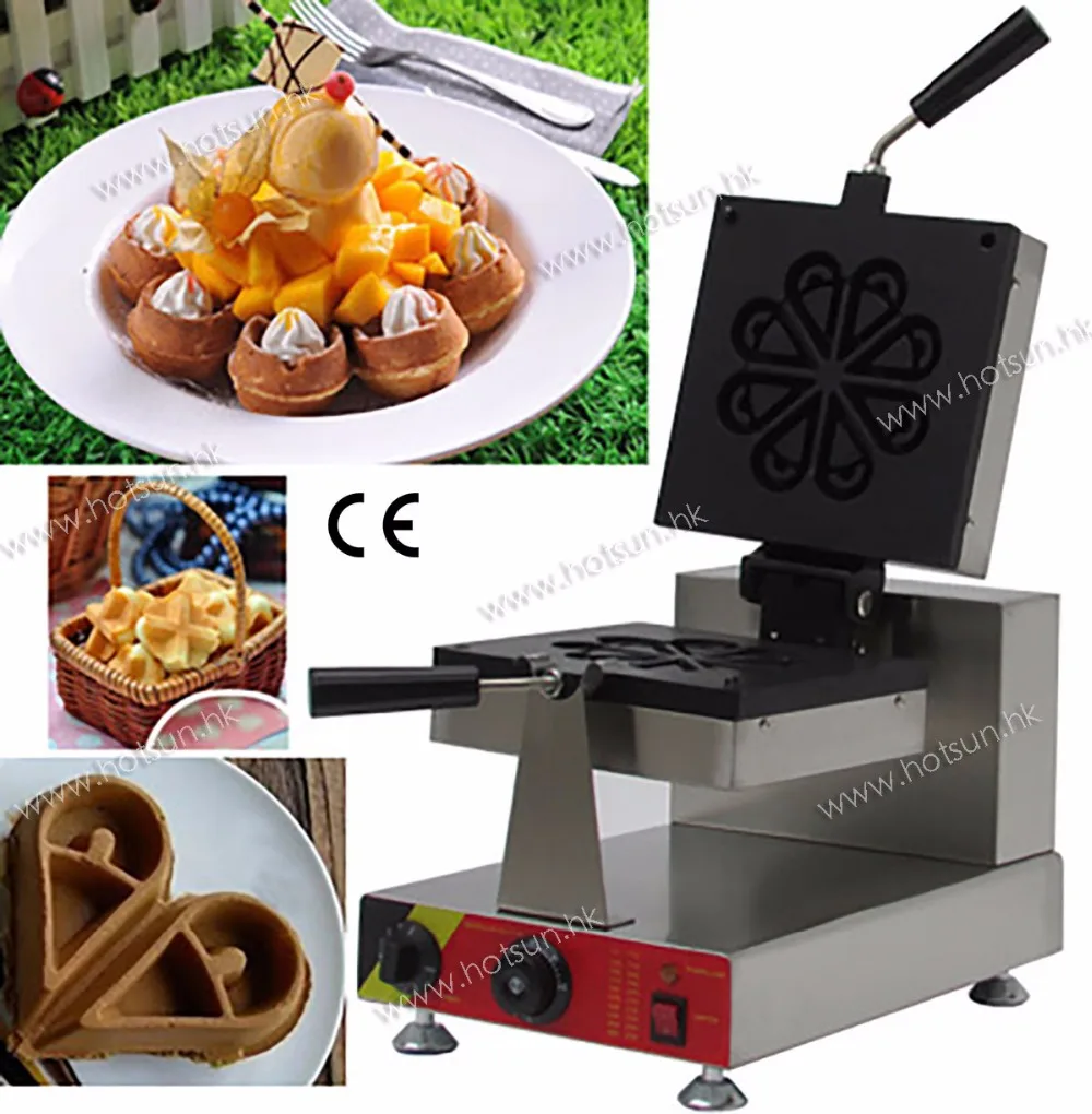Commercial Non stick 110V 220V Electric Rotating Teardrop Shape Ice Cream Waffle Maker Iron