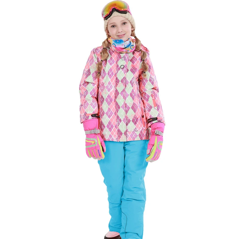 

Winter Outdoor Sport Children Snowboard Ski Suit Hiking Leisure Cotton Padded Waterproof Jacket Snow Pants Kids Skiing Set Girls