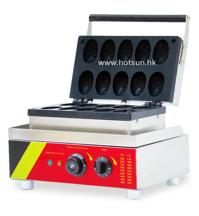 Commercial Non stick 110V 220V Electric 10pcs Egg Shaped Waffle Maker