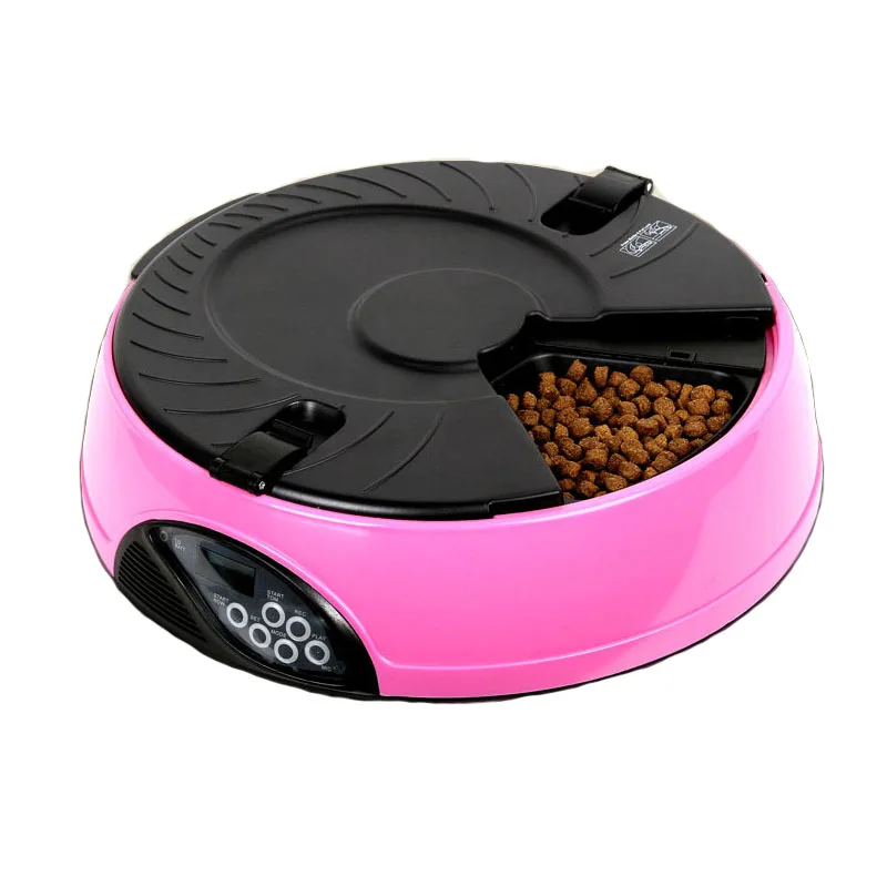 6 Meal LCD Digital Automatic Pet Dog Cat Feeder Recorder ...