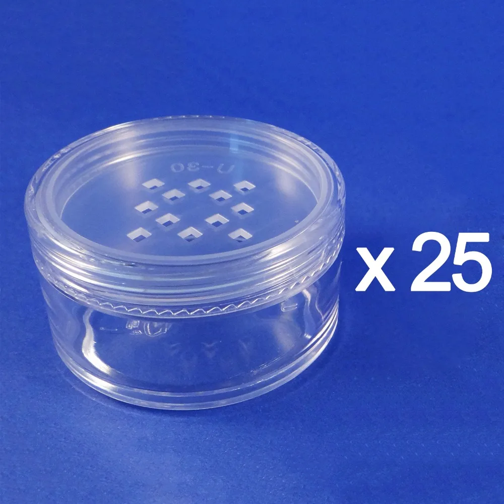 

25 Pcs 30 gr Pot Loose Powder Cosmetic Plastic Case Travel Size Empty Plastic Makeup Sifter Jar(AY81P(30)S=25pcs)
