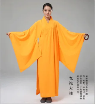 

Women Men Buddhism Robe Monk Clothing Frock Hemp Yarn Long Big Sleeve Meditation Buddhist Supply