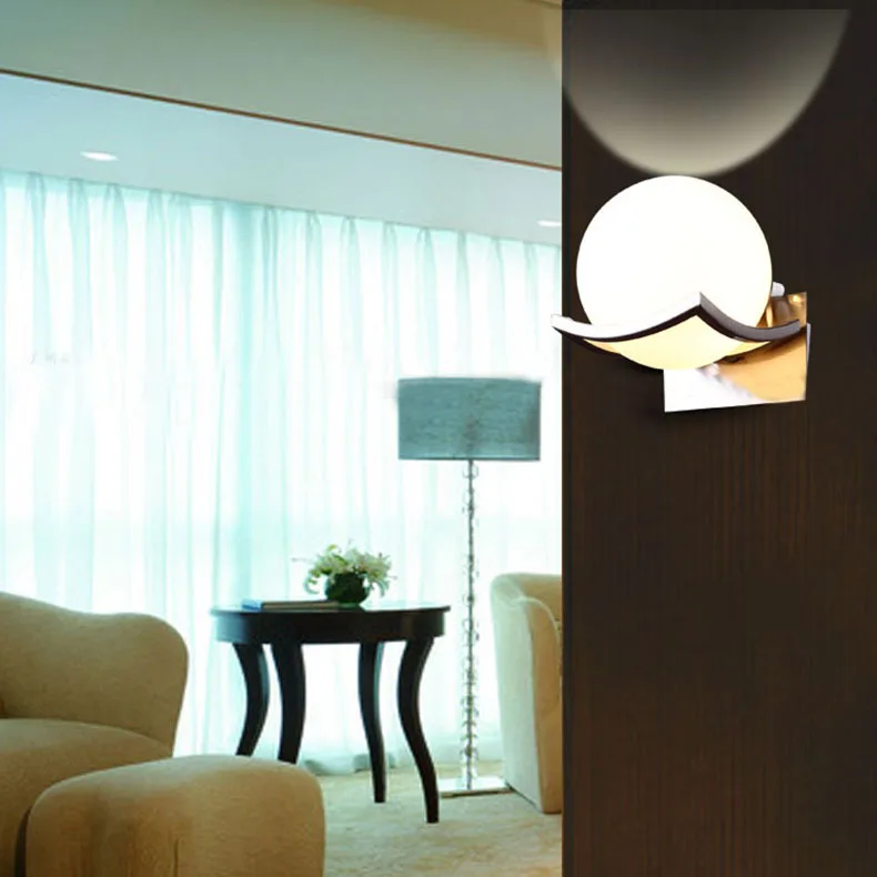 Contemporary  Modern E27 E26 LED Wall Lamps Metal Glass Ball Wall Lights for Aisel Corridor Bedroom Bedside Lamp Round Sphere White Ball Wall Light Sconce (4)