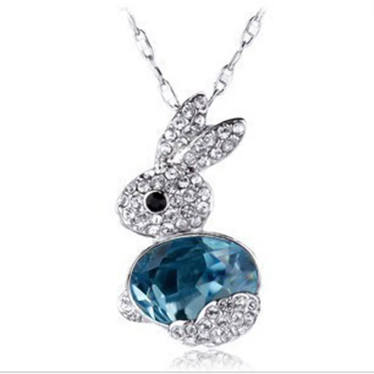 

Animal Rabbit Necklace Crystal Pet Bunny Pendant Charm Fashion Jewelry For Women Birthday Gifts
