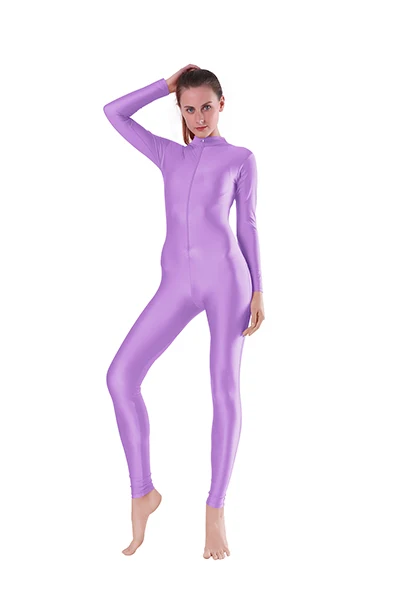 AOYLISEY, для взрослых, для танцев, с длинным рукавом, комбинезон для женщин, Комбинезоны из спандекса, костюм, цельный, водолазка, гимнастический костюм, мужская Одежда для танцев - Цвет: violet