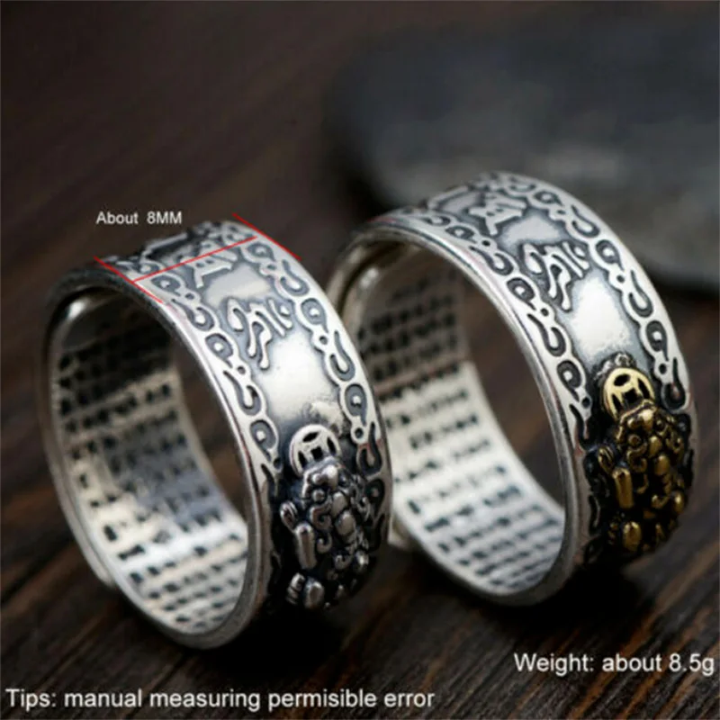 

Men Pixiu Charms Ring Protection Wealth Open Adjustable Ring Buddhist Jewelry TY53