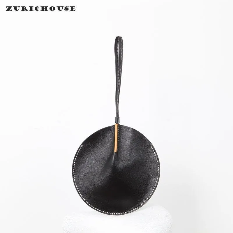 

ZURICHOUSE Brand Ladies Handbags Real Leather Personality Rerto Luxury Mobile Phone Change Bag Women Mini Purse Round Clutch