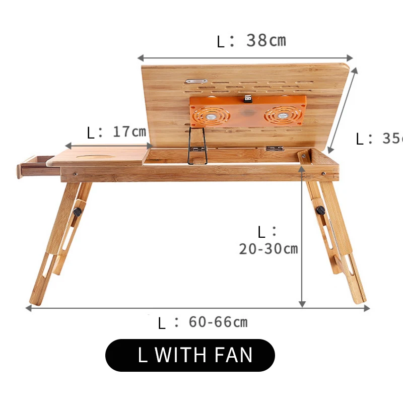 SUFEILE стол для ноутбука складной компьютерный стол из бамбука для беременных женщин; обеденный стационарный компьютер с вентилятором радиатор D50 - Цвет: L  With fan