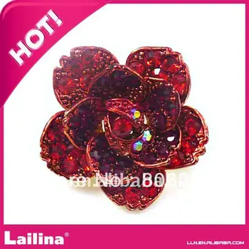 

designer large red flower rhinestone large brooches