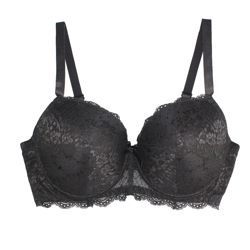 Sexy Black Lace Push Up Bra Ultra Boost Brassiere Plus Size Bras For Women D DD DDD E F G 30 32 34 36 38 40 42 44 46 #7609