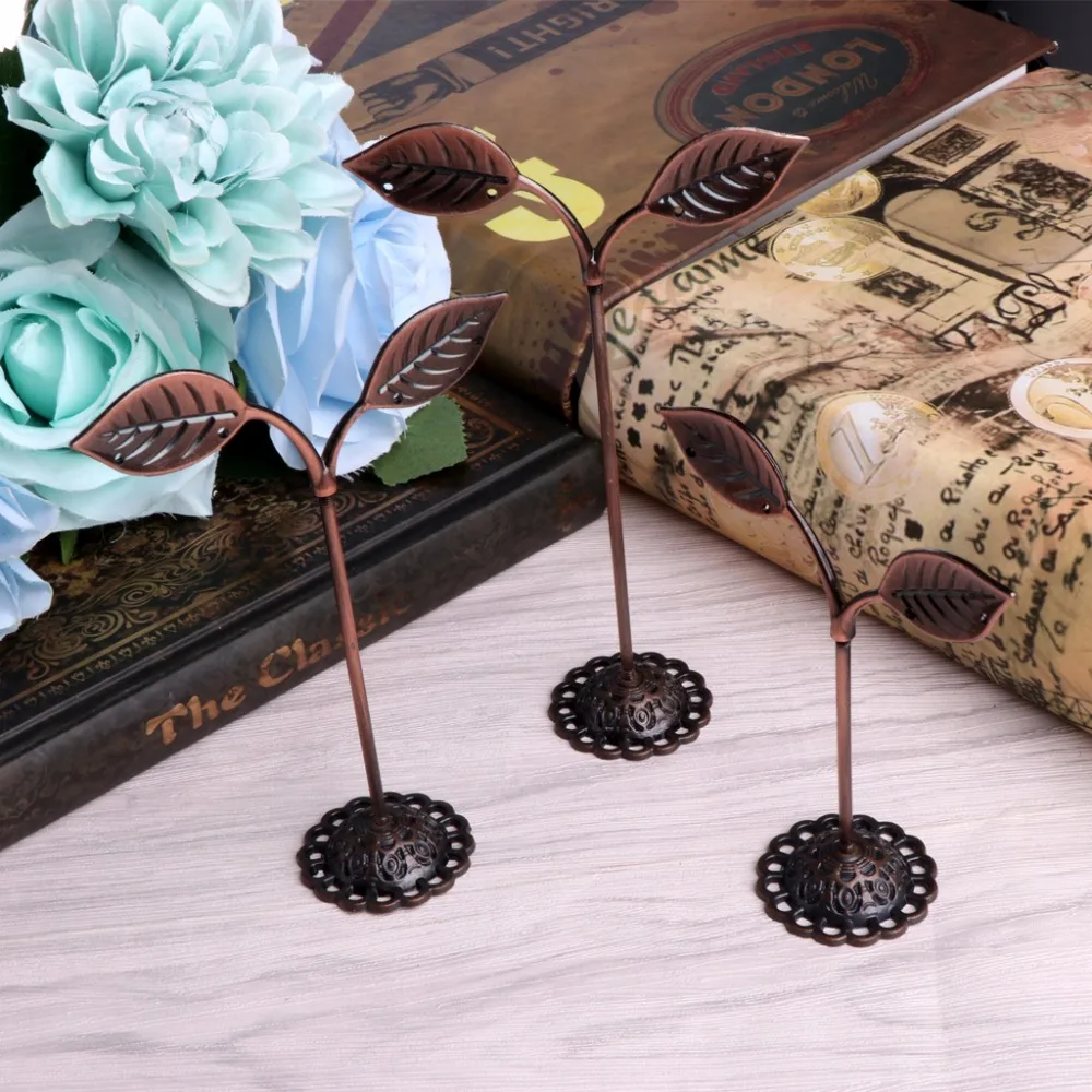 2018 New 3 Pcs Alloy Earrings Display Leaf Shape Stand Showcase Earrings Display Stand Jewelry Organizer Holder Gift