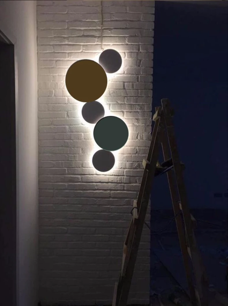 Современный круглый цветной светодиодный настенный светильник в виде макарон, настенный прикроватный бра для гостиной, настенный светильник для балкона