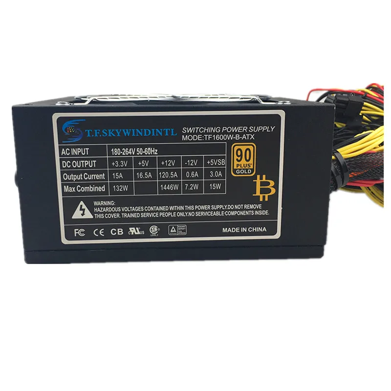 free ship 1600W PSU ATX Power Supply 14cm Fan Set For Eth Rig Ethereum Coin Miner Mining MAX 1800W power supply for r470 r480