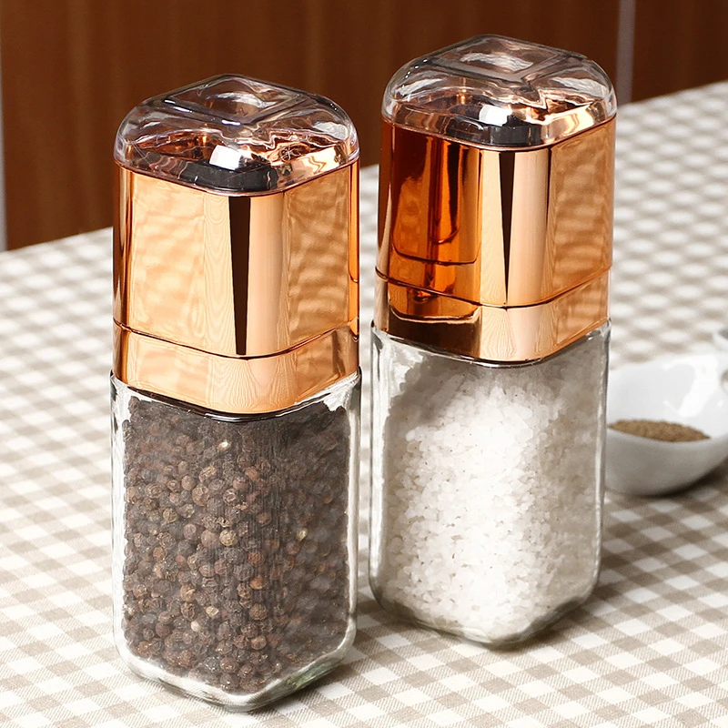 Portable Manual Salt And Pepper Mill Glass Bottle Spice Seasoning