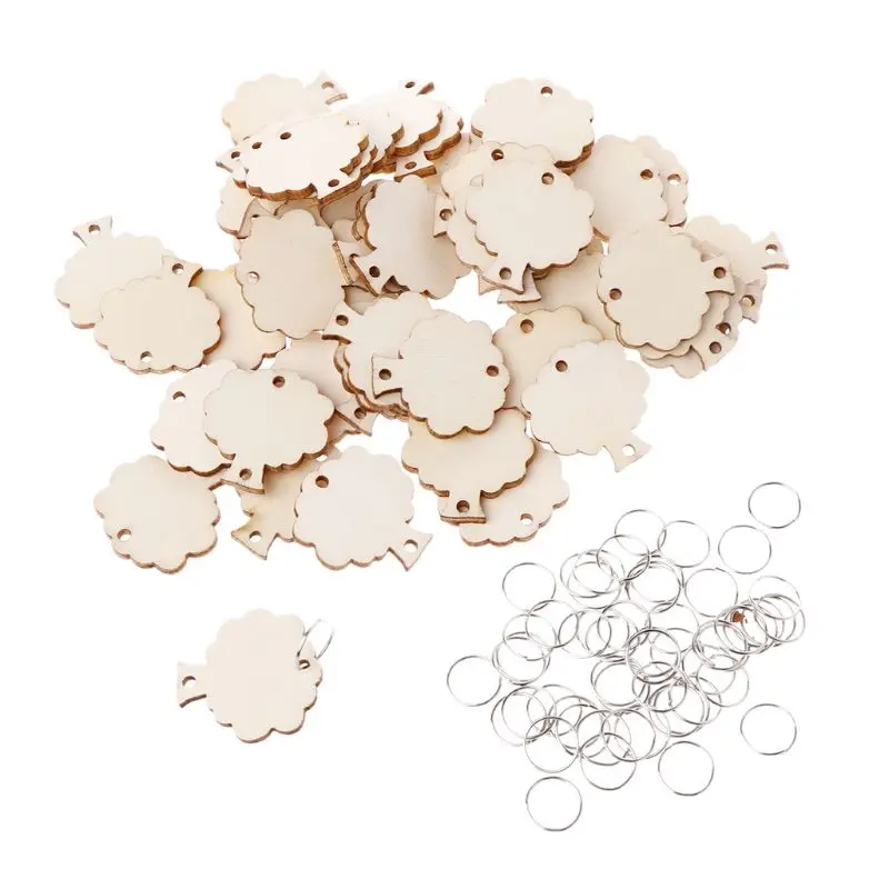 

50pcs Tree Wooden Slices With 50 Iron Loops Set For Birthday Reminder Hanging Plaque Board DIY Calendar Accessories Home Decor