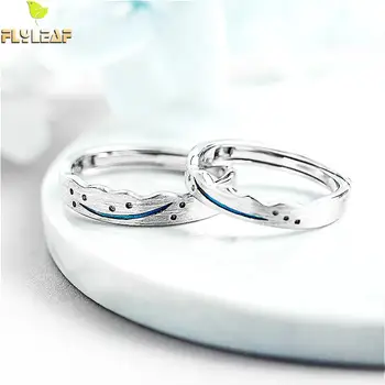 

Flyleaf 925 Sterling Silver Enamel Drop Glaze Couple Rings For Women Meteor Student Lovers' Fashion Fine Jewelry Open Ring Men
