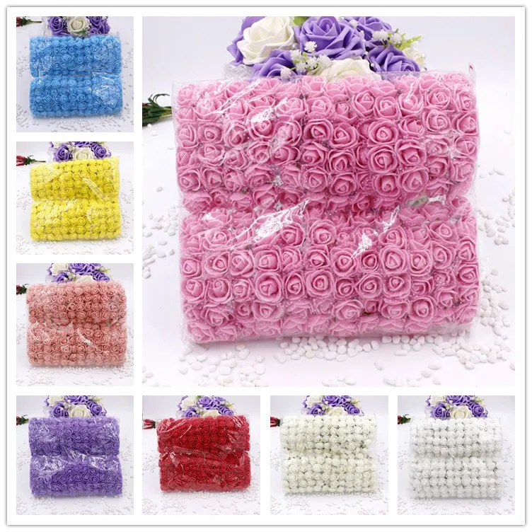 

144 Pcs 2 Cm Mini Foam Rose Artificial Flower Bouquet Multicolor Rose Flower for Wedding Party Scrapbooking Decoration DIY