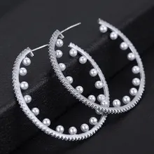 GODKI 43 мм Круг имитация жемчуга инкрустация кубическим цирконием Для женщин Свадебные вечерние Обручение вечерние серьги ювелирные изделия