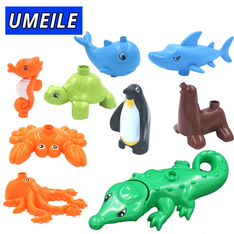 UMEILE Brand Marine Ocean Animal Series Big Particle Building Blocks Penguin/Crocodile Kids Baby Bath Toys Compatible with Duplo baby-blocks : image UMEILE Brand Marine Ocean Animal Series Big Particle Building Blocks Penguin/Crocodile Kids Baby Bath Toys Compatible with Duplo baby-blocks