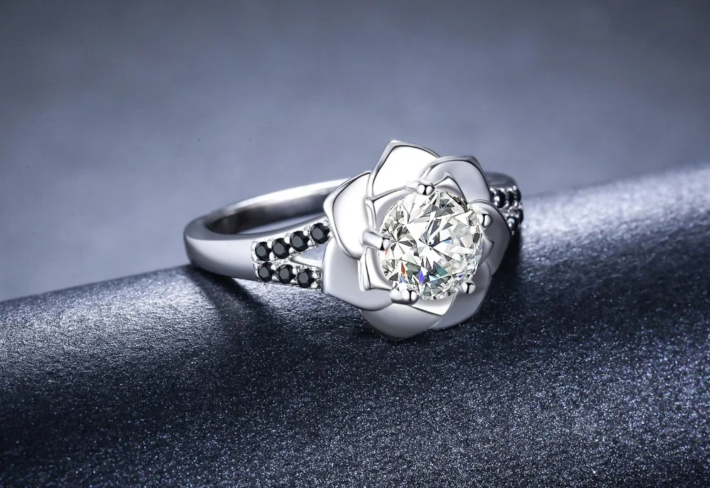 [BLACK AWN] Большой Цветок 925 пробы серебряные ювелирные изделия обручальные кольца для женщин Femme Bijoux Bague милое кольцо на палец G073