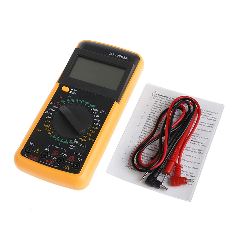 

DT-9205A Digital Multimeter LCD AC/DC Ammeter Resistance Capacitance Tester Tools