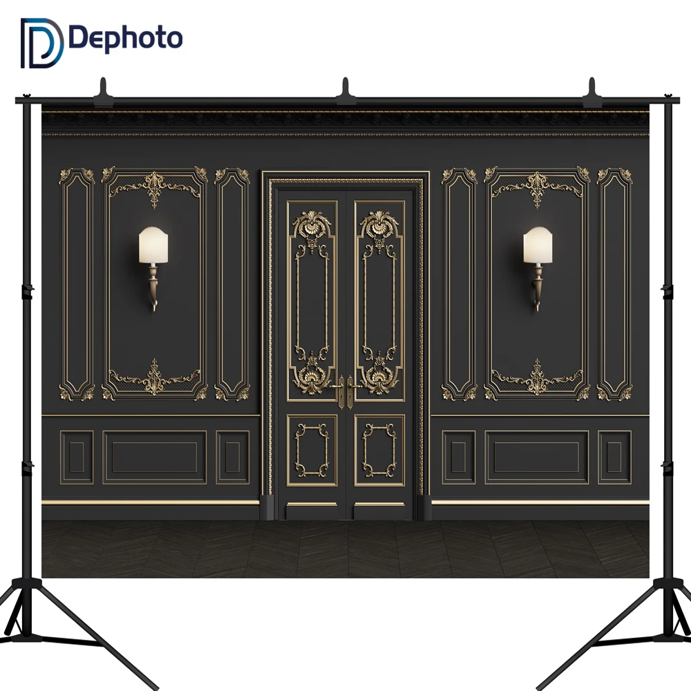 DePhoto Old Wall House Bulb Door luxury Wedding Pattern Interior Photographic Backgrounds Photography Backdrops Photo Studio