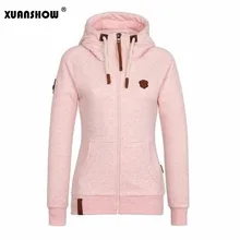 XUANSHOW 2019 Women Fashion New Hoodie Jacket Zip Collar Zipper Sweatshirts Long Sleeve Pullover Tracksuits xxxxl