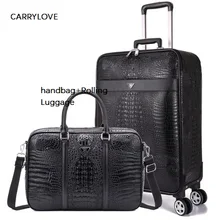CARRYLOVE 16/20 мм/22 мм/24 дюйма размер Бизнес Чемодан посадки Сумки из натуральной кожи+ прокатки Чемодан фирменный туристический чемодан на вращающихся колесиках