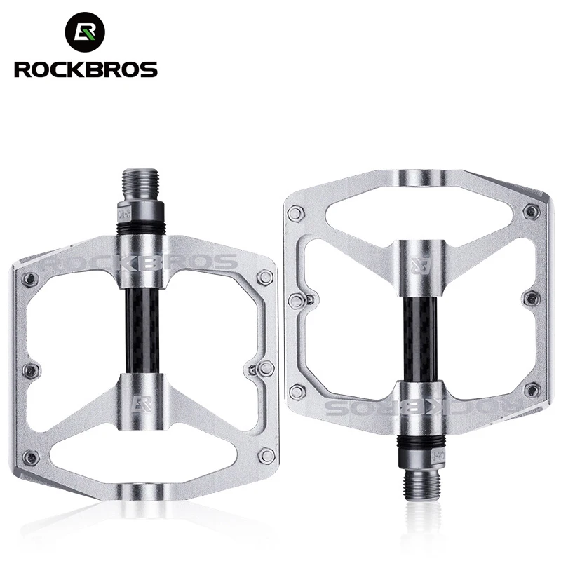 

ROCKBROS MTB Bike Bicycle Pedals Hollow Sealed DU Bearing Ultralight Aluminum Alloy Cycling Pedals Non-slip Cleat Bike Part Flat