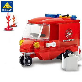 

KAZI 71Pcs Fire Engine Protection Vehicle Model Building Blocks Brinquedos Educational Intelligence Bricks Toys for Children