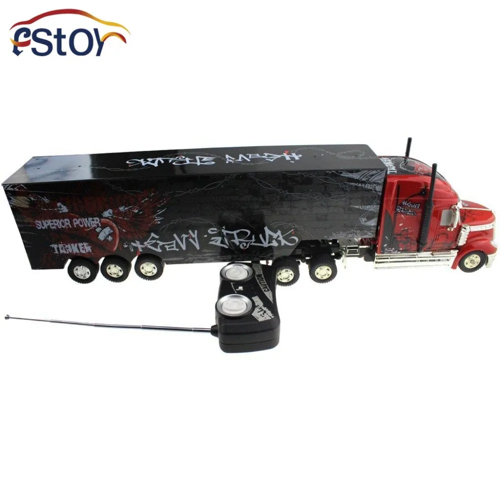 RC Car 6 Channel Long Hauler Vehicle 12 Rubber Tires Remote Control Container Tractor Truck with