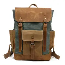 YUPINXUAN, масло, воск, холст, коровья кожа, рюкзаки, унисекс, водонепроницаемые Рюкзаки, 15 дюймов, ноутбуки, рюкзаки, большая емкость, винтажный рюкзак